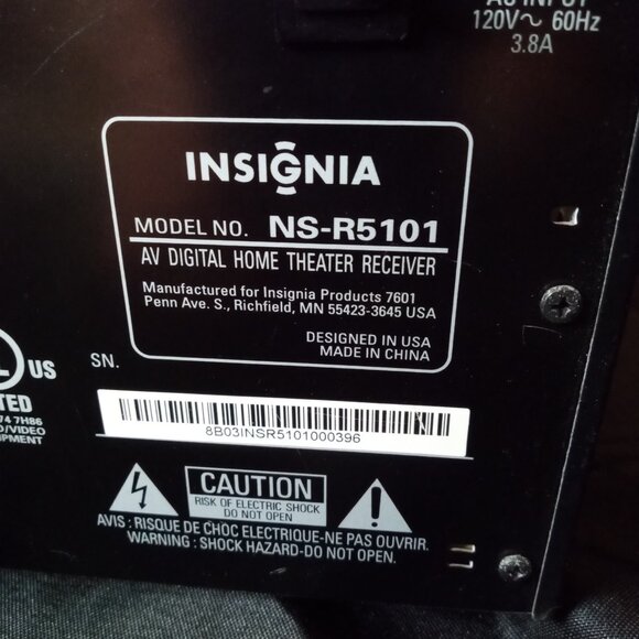 Insignia Ns-r5101 Receiver Hifi Stereo 5.1 Channel Home Theater Audio System - Picture 5 of 7